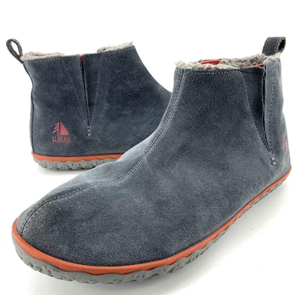 L.L. Bean women’s  Blue Suede Boots with Orange Trim